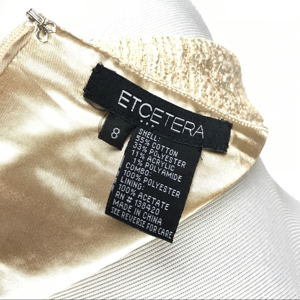 Etcetera Tweed Sheath Dress Sz 8 Gold Metallic - Picture 6 of 6